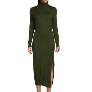 Michael Michael Kors Turtleneck Long Sleeve Midi Side Slit Sweater Dress